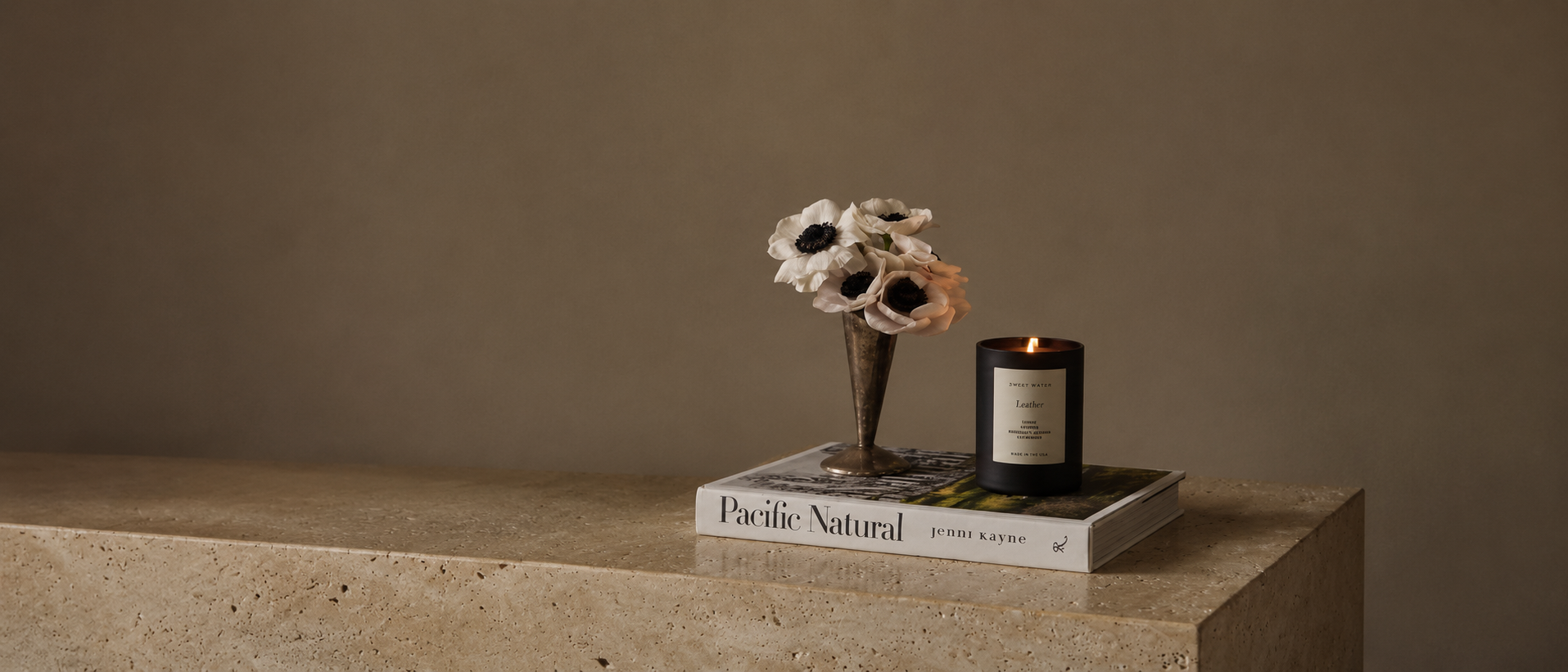 Decorative objects styled in a calm interior setting